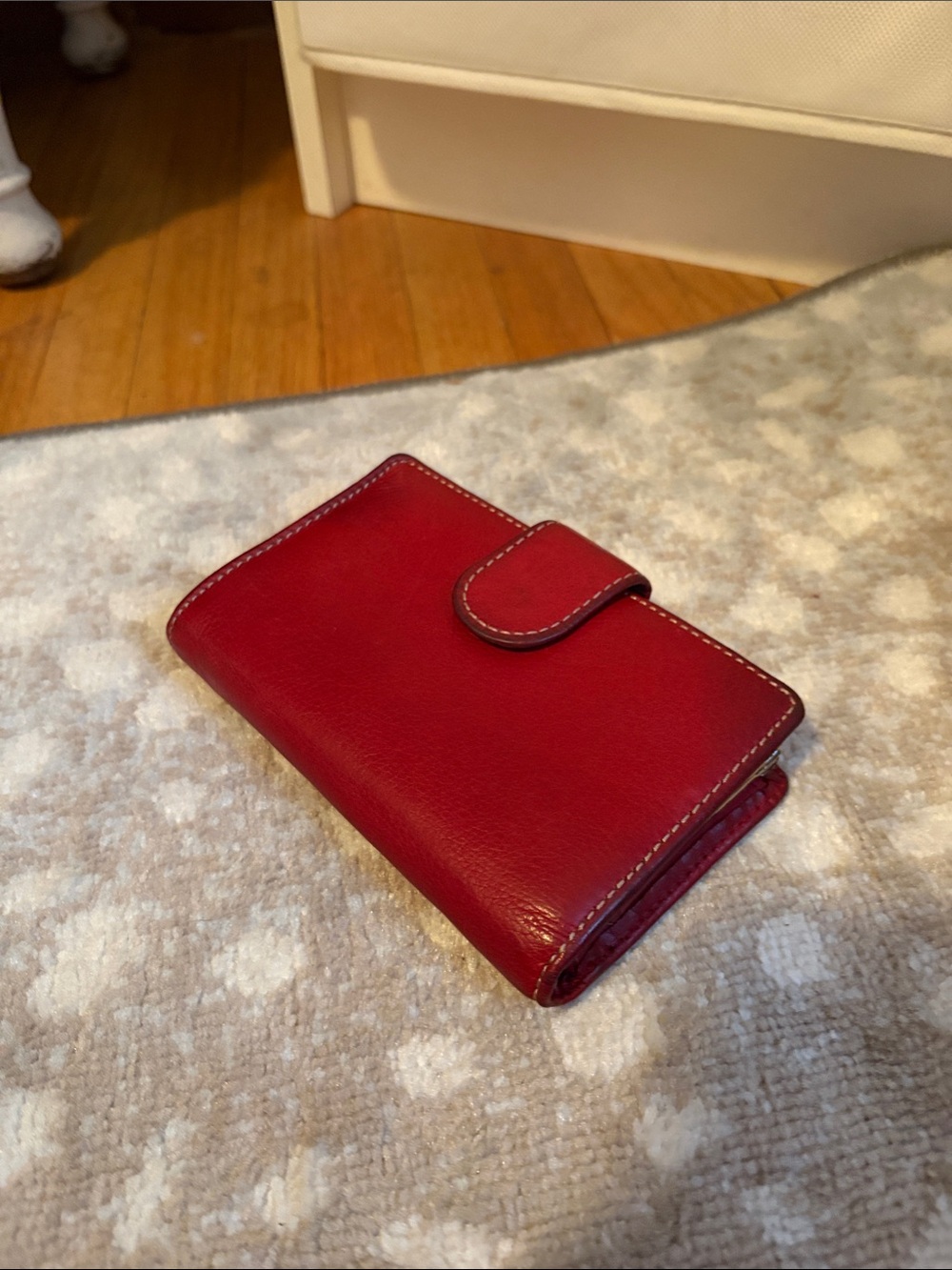 Red Leather Snap Wallet